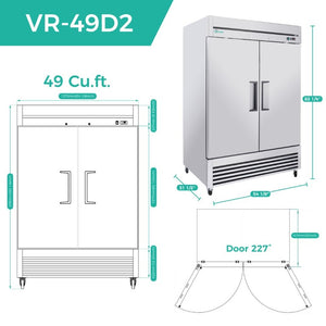 English Elm 54 Inch Commercial Reach-In Refrigerator Stainless Steel 2 Door Restaurant Fridge 6 Shelves W3629P459817
