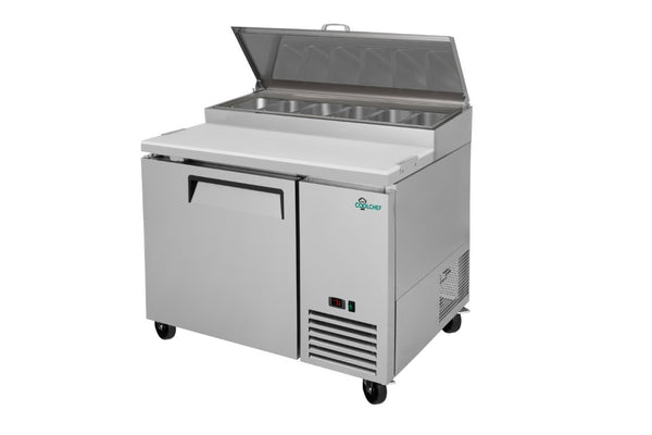 English Elm Coolchef 44 Inch Commercial Pizza Prep Table Stainless Steel Refrigerated Topping Rail W3629P459818
