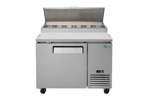 English Elm Coolchef 44 Inch Commercial Pizza Prep Table Stainless Steel Refrigerated Topping Rail W3629P459818