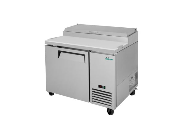 English Elm Coolchef 44 Inch Commercial Pizza Prep Table Stainless Steel Refrigerated Topping Rail W3629P459818