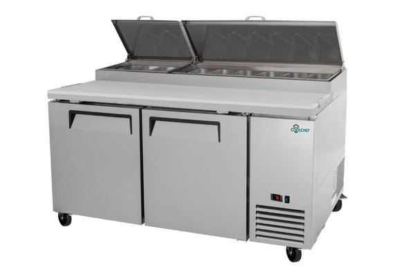 English Elm Coolchef Two Door Pizza Prep Refrigerator with Stainless Steel Interior and R290 Cooling W3629P459819