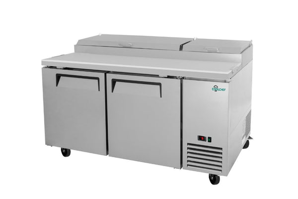 English Elm Coolchef Two Door Pizza Prep Refrigerator with Stainless Steel Interior and R290 Cooling W3629P459819