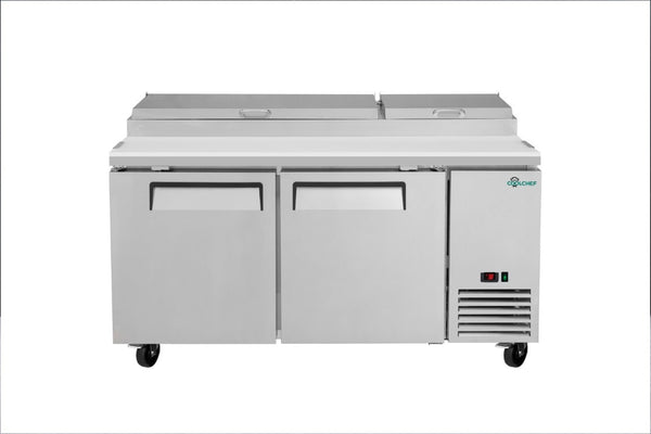 English Elm Coolchef Two Door Pizza Prep Refrigerator with Stainless Steel Interior and R290 Cooling W3629P459819