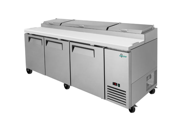 English Elm Coolchef Three Door Pizza Prep Refrigerator NSF Certified Stainless Steel Commercial Table W3629P459820