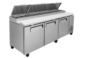 English Elm Coolchef Three Door Pizza Prep Refrigerator NSF Certified Stainless Steel Commercial Table W3629P459820