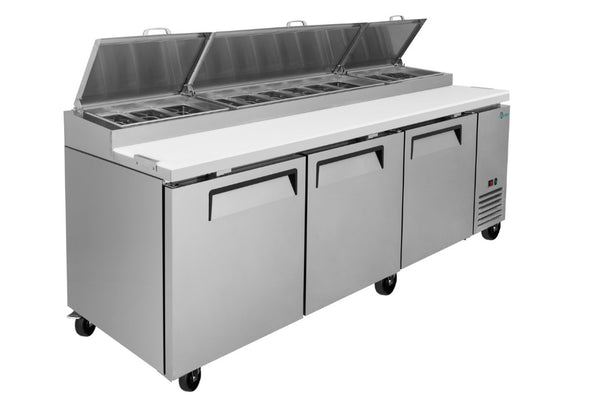 English Elm Coolchef Three Door Pizza Prep Refrigerator NSF Certified Stainless Steel Commercial Table W3629P459820