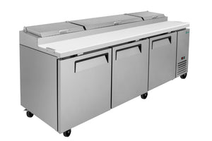 English Elm Coolchef Three Door Pizza Prep Refrigerator NSF Certified Stainless Steel Commercial Table W3629P459820