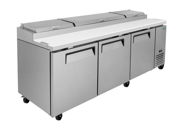 English Elm Coolchef Three Door Pizza Prep Refrigerator NSF Certified Stainless Steel Commercial Table W3629P459820