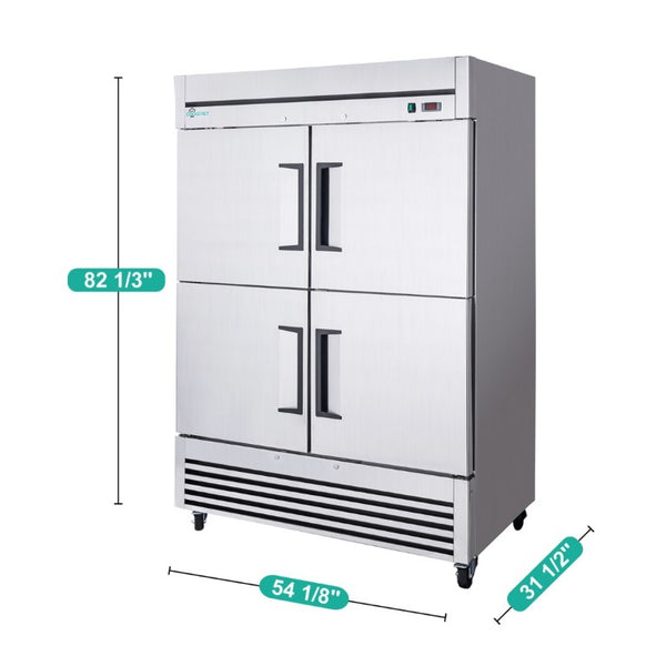 English Elm 54 Inch Stainless Steel 4 Door Reach in Commercial Refrigerator with LED and R290 W3629P459833