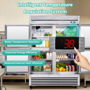 English Elm 54 Inch Stainless Steel 4 Door Reach in Commercial Refrigerator with LED and R290 W3629P459833
