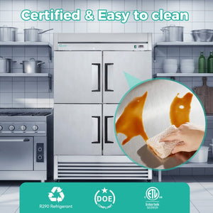 English Elm 54 Inch Stainless Steel 4 Door Reach in Commercial Refrigerator with LED and R290 W3629P459833