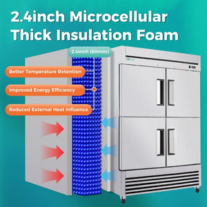 English Elm 54 Inch Stainless Steel 4 Door Reach in Commercial Refrigerator with LED and R290 W3629P459833