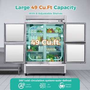 English Elm 54 Inch Stainless Steel 4 Door Reach in Commercial Refrigerator with LED and R290 W3629P459833