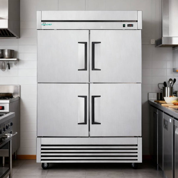 English Elm 54Commercial Four Door Stainless Reach-In Freezer with LED Lighting and Six Shelves W3629P459834