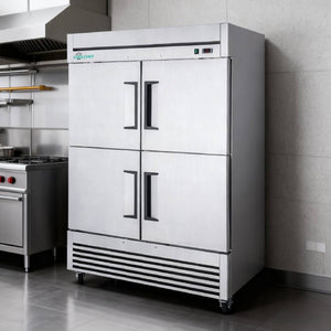 English Elm 54Commercial Four Door Stainless Reach-In Freezer with LED Lighting and Six Shelves W3629P459834