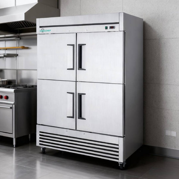 English Elm 54Commercial Four Door Stainless Reach-In Freezer with LED Lighting and Six Shelves W3629P459834