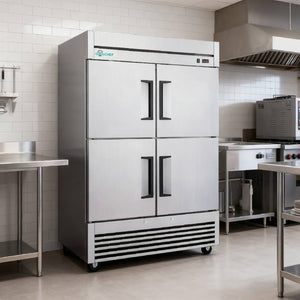 English Elm 54Commercial Four Door Stainless Reach-In Freezer with LED Lighting and Six Shelves W3629P459834