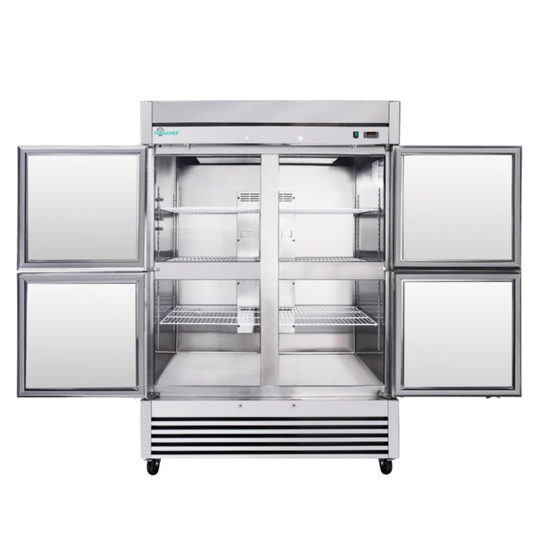 English Elm 54Commercial Four Door Stainless Reach-In Freezer with LED Lighting and Six Shelves W3629P459834