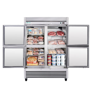 English Elm 54Commercial Four Door Stainless Reach-In Freezer with LED Lighting and Six Shelves W3629P459834