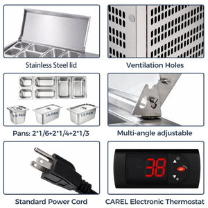 English Elm 47 Inch Stainless Steel Commercial Refrigerated Prep Station with ETL Certified R290 Cooling W3629P514999