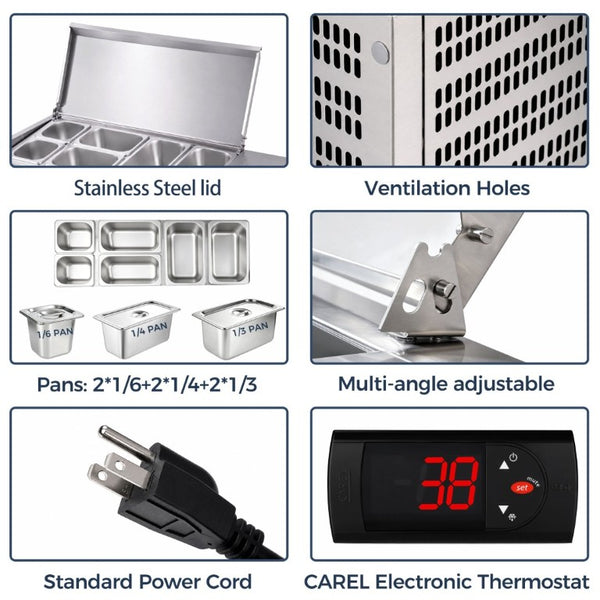 English Elm 47 Inch Stainless Steel Commercial Refrigerated Prep Station with ETL Certified R290 Cooling W3629P514999