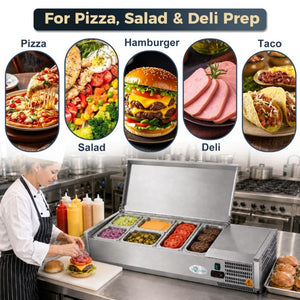 English Elm 47 Inch Stainless Steel Commercial Refrigerated Prep Station with ETL Certified R290 Cooling W3629P514999