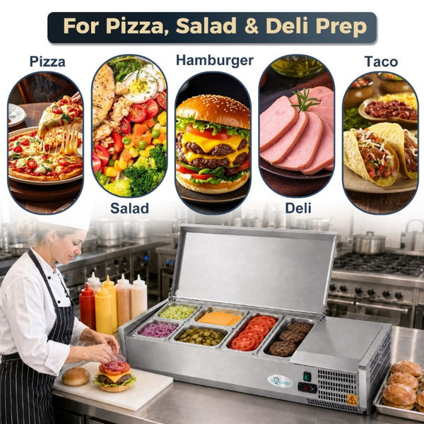 English Elm 47 Inch Stainless Steel Commercial Refrigerated Prep Station with ETL Certified R290 Cooling W3629P514999