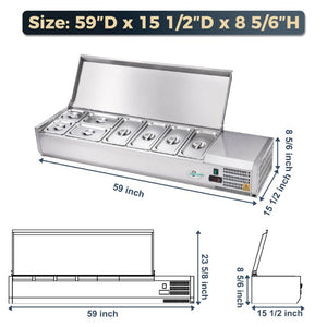 English Elm 59 Inch Commercial Refrigerated Prep Station with Stainless Interior and ETL Certified Cooling W3629P515000