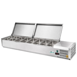 English Elm 71 Inch Refrigerated Prep Station Stainless Steel Countertop Cold Storage ETL Certified W3629P515001