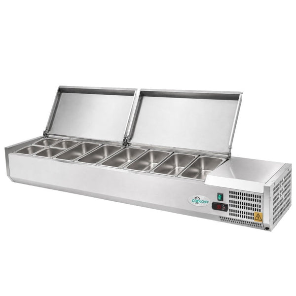 English Elm 71 Inch Refrigerated Prep Station Stainless Steel Countertop Cold Storage ETL Certified W3629P515001