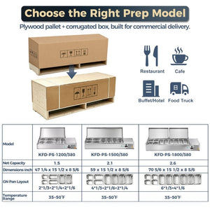 English Elm 71 Inch Refrigerated Prep Station Stainless Steel Countertop Cold Storage ETL Certified W3629P515001
