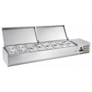 English Elm 71 Inch Refrigerated Prep Station Stainless Steel Countertop Cold Storage ETL Certified W3629P515001