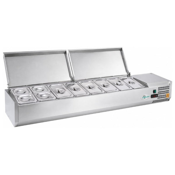 English Elm 71 Inch Refrigerated Prep Station Stainless Steel Countertop Cold Storage ETL Certified W3629P515001