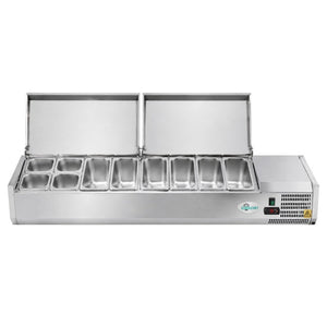 English Elm 71 Inch Refrigerated Prep Station Stainless Steel Countertop Cold Storage ETL Certified W3629P515001