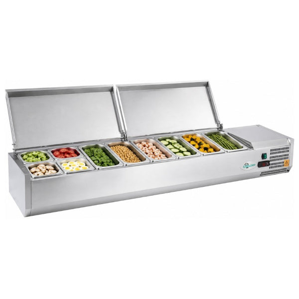English Elm 71 Inch Refrigerated Prep Station Stainless Steel Countertop Cold Storage ETL Certified W3629P515001