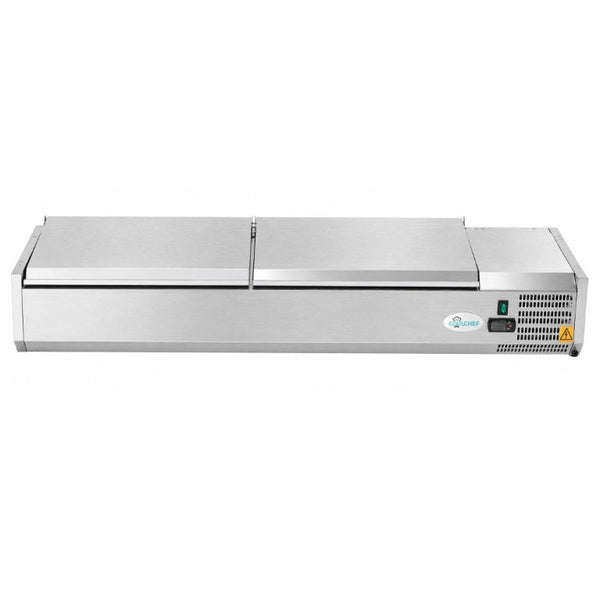 English Elm 71 Inch Refrigerated Prep Station Stainless Steel Countertop Cold Storage ETL Certified W3629P515001