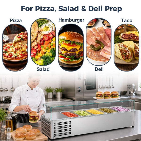 English Elm Coolchef Refrigerated Countertop Prep Station Stainless Steel with Five GN Pans W3629P515002