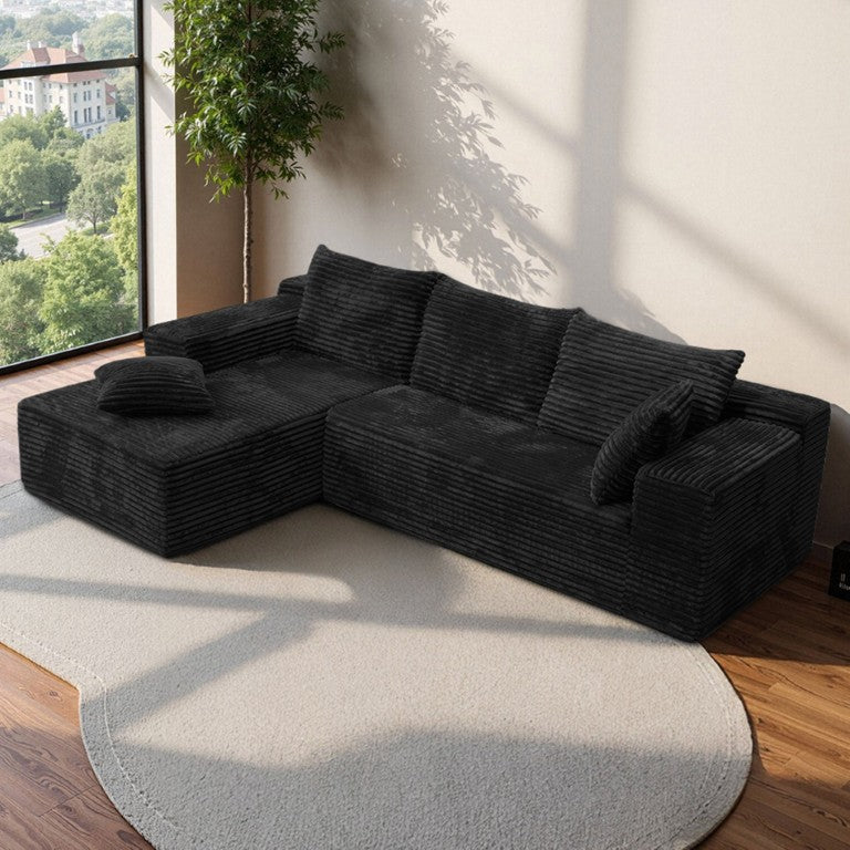 English Elm L Shaped Cloud Sectional Corduroy Upholstered Deep Seat Modern Living Room Couch W3653P555578
