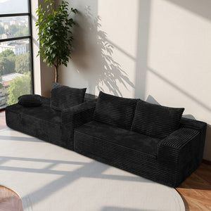 English Elm L Shaped Cloud Sectional Corduroy Upholstered Deep Seat Modern Living Room Couch W3653P555578