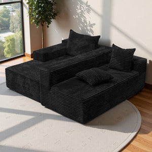 English Elm L Shaped Cloud Sectional Corduroy Upholstered Deep Seat Modern Living Room Couch W3653P555578