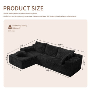 English Elm L Shaped Cloud Sectional Corduroy Upholstered Deep Seat Modern Living Room Couch W3653P555578