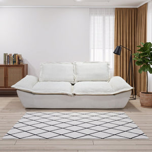 English Elm Boneless Cloud Sectional Sofa with Ottoman Memory Foam Deep Seat Modern Living Room Cream White 89.76 L x 34.64 W x 23.6 H W3653P556175