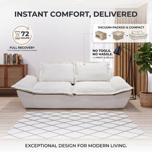 English Elm Boneless Cloud Sectional Sofa with Ottoman Memory Foam Deep Seat Modern Living Room Cream White 89.76 L x 34.64 W x 23.6 H W3653P556175