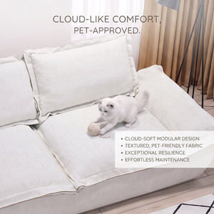 English Elm Boneless Cloud Sectional Sofa with Ottoman Memory Foam Deep Seat Modern Living Room Cream White 89.76 L x 34.64 W x 23.6 H W3653P556175