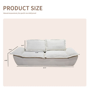 English Elm Boneless Cloud Sectional Sofa with Ottoman Memory Foam Deep Seat Modern Living Room Cream White 89.76 L x 34.64 W x 23.6 H W3653P556175