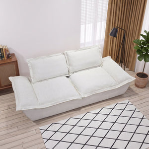 English Elm Boneless Cloud Sectional Sofa with Ottoman Memory Foam Deep Seat Modern Living Room Cream White 89.76 L x 34.64 W x 23.6 H W3653P556175