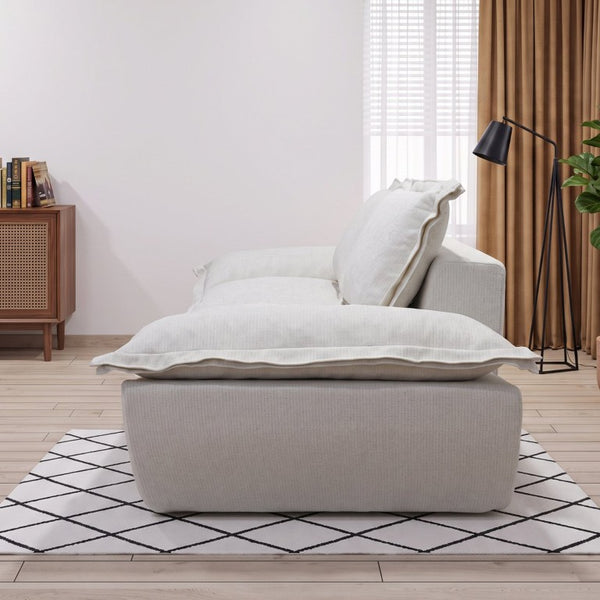 English Elm Boneless Cloud Sectional Sofa with Ottoman Memory Foam Deep Seat Modern Living Room Cream White 89.76 L x 34.64 W x 23.6 H W3653P556175