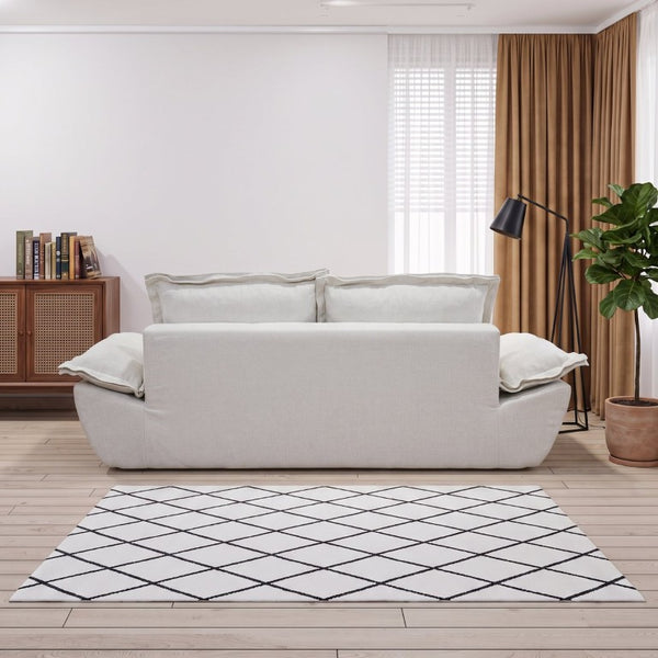 English Elm Boneless Cloud Sectional Sofa with Ottoman Memory Foam Deep Seat Modern Living Room Cream White 89.76 L x 34.64 W x 23.6 H W3653P556175