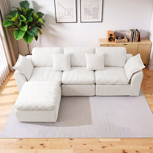 English Elm Modular Cloud Sectional Sofa Four Seat Deep Plush L Shaped Living Room Couch W3653S00009