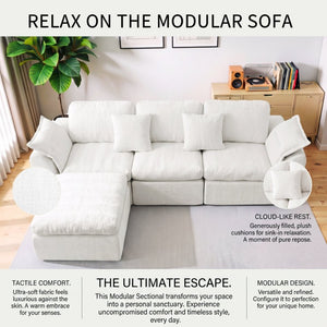 English Elm Modular Cloud Sectional Sofa Four Seat Deep Plush L Shaped Living Room Couch W3653S00009